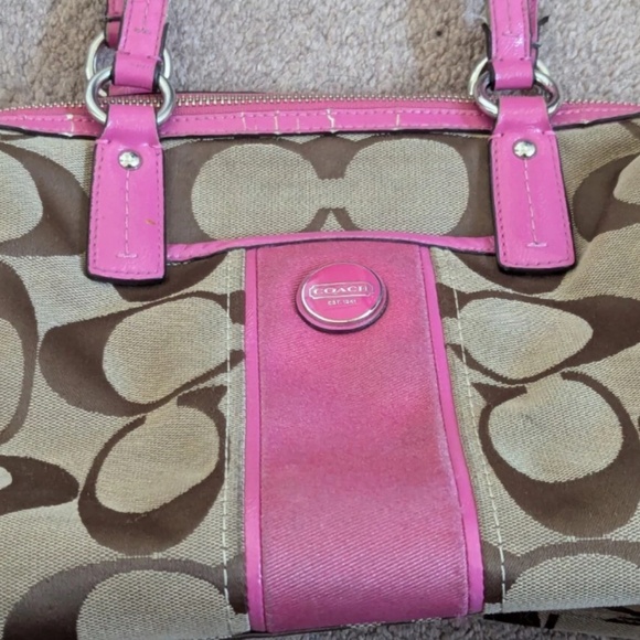 COACH Pink and Tan Shoulder strap Purse - Picture 2 of 7
